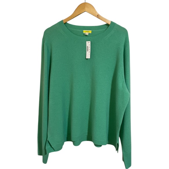 NWT J. Crew 100% Cashmere Green Crew Neck Sweater 3X - Picture 2 of 11